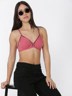 Softline Women's Non Padded Wire Free Bra in Cotton Stretch Fabric with Elastic Straps and Hook Closure