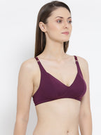 Softline Women's Non Padded Wire Free Bra in Poly Cotton Fabric with Elastic Straps and Hook Closure (C Cup)