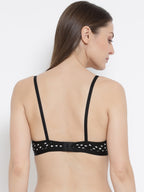 Softline Women's Printed Non Padded Wire Free Bra in 100% Cotton Fabric with Elastic Straps and Hook Closure