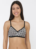 Softline Women's Padded Wire Free Bra in Spandex Nylon Fabric with Elastic Straps and Hook Closure