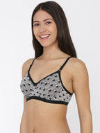 Softline Women's Padded Wire Free Bra in Spandex Nylon Fabric with Elastic Straps and Hook Closure