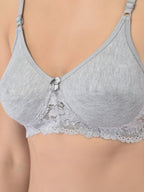 Softline Women's Non Padded Wire Free Bra in Poly Cotton Fabric with Elastic Straps and Hook Closure