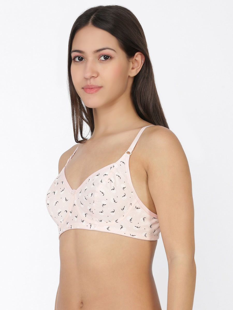 Softline Women's Non Padded Wire Free Bra in 100% Polyester Fabric with Elastic Straps and Hook Closure