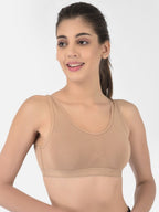 Softline Women's Non Padded Wire Free Sports T-Shirt Bra in Cotton Stretch Fabric with Full Cup Coverage, Broad Underband, Double Layered Cups, and Slip On Design (2057)