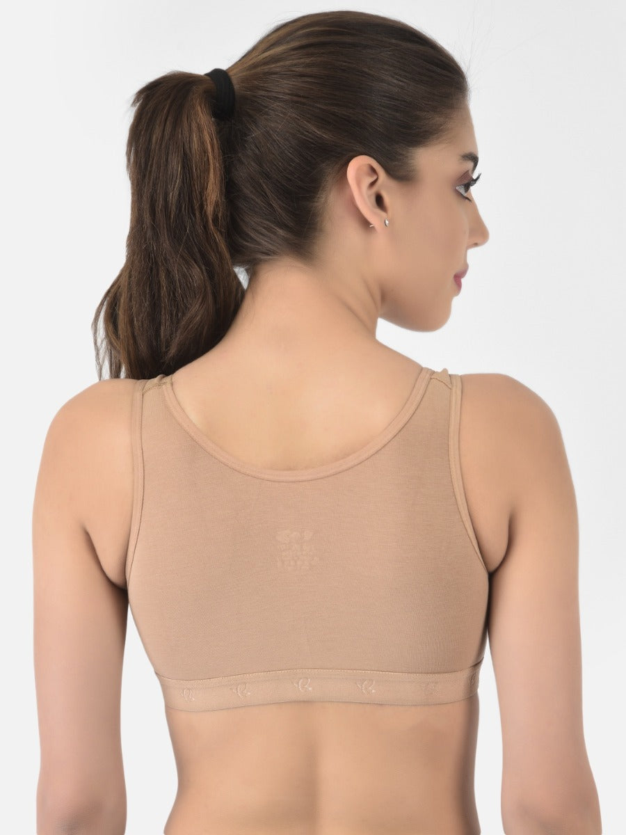 Softline Women's Non Padded Wire Free Sports T-Shirt Bra in Cotton Stretch Fabric with Full Cup Coverage, Broad Underband, Double Layered Cups, and Slip On Design (2057)
