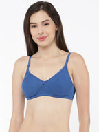 Softline Women's Non Padded Wire Free T-Shirt Bra in Poly Cotton Fabric with Moulded Cups, Transparent Straps, and Hook Closure (B Cup)