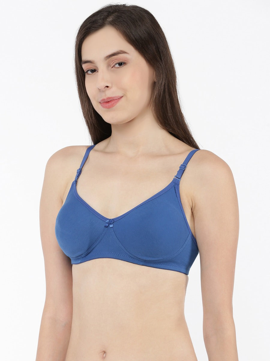 Softline Women's Non Padded Wire Free T-Shirt Bra in Poly Cotton Fabric with Moulded Cups, Transparent Straps, and Hook Closure (B Cup)