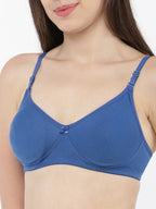 Softline Women's Non Padded Wire Free T-Shirt Bra in Poly Cotton Fabric with Moulded Cups, Transparent Straps, and Hook Closure (B Cup)