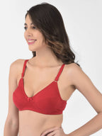 Softline Women's Non Padded Wire Free Bra in Cotton Poly Fabric with Double Layered Cups, Elastic Straps, and Hook Closure (1052)