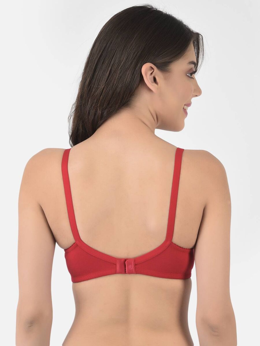 Softline Women's Non Padded Wire Free Bra in Cotton Poly Fabric with Double Layered Cups, Elastic Straps, and Hook Closure (1052)