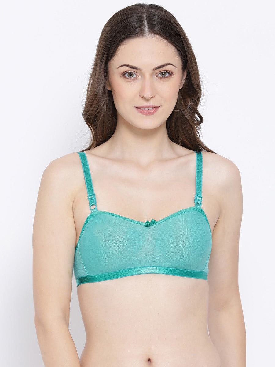 Softline Women's Non Padded Wire Free Bra in Poly Cotton Fabric with Elastic Straps and Hook Closure