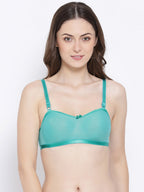 Softline Women's Non Padded Wire Free Bra in Poly Cotton Fabric with Elastic Straps and Hook Closure