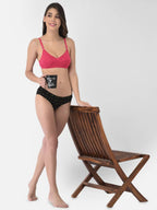 Softline Women's Non Padded Wire Free Bra in Cotton Stretch Fabric with Double Layered Cups Full Coverage, Elastic Straps, and Hook Closure (1055)