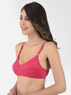 Softline Women's Non Padded Wire Free Bra in Cotton Stretch Fabric with Double Layered Cups Full Coverage, Elastic Straps, and Hook Closure (1055)