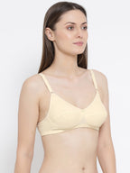 Softline Women's Non Padded Wire Free Bra in Poly Cotton Fabric with Elastic Straps and Hook Closure