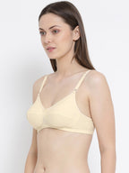 Softline Women's Non Padded Wire Free Bra in Poly Cotton Fabric with Elastic Straps and Hook Closure