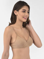 Softline Women's Non Padded Wire Free T-shirt Bra in Cotton Poly Fabric with Elastic Straps, Double Layered Moulded Cups, and Hook Closure (2054)