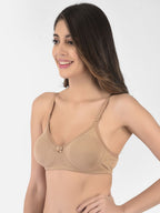 Softline Women's Non Padded Wire Free T-shirt Bra in Cotton Poly Fabric with Elastic Straps, Double Layered Moulded Cups, and Hook Closure (2054)