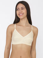 Softline Women's Non Padded Wire Free Bra in 100% Polyester Fabric with Elastic Straps and Hook Closure