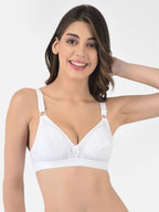 Softline Women's Non Padded Wire Free Bra in 100% Shifley Embroidery Cotton Fabric with  Full Coverage Cups, Broad Elastic Straps, and Hook Closure (1061)
