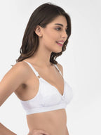 Softline Women's Non Padded Wire Free Bra in 100% Shifley Embroidery Cotton Fabric with  Full Coverage Cups, Broad Elastic Straps, and Hook Closure (1061)