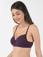 Softline Women's Padded Wire Free T-Shirt Bra in Cotton Stretch Fabric with Elastic Straps, Full Cup design, and Hook Closure (2058)
