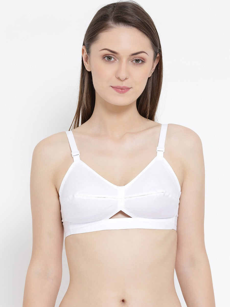 Softline Women's Non Padded Wire Free Bra in 100% Cotton Fabric with Elastic Straps and Hook Closure