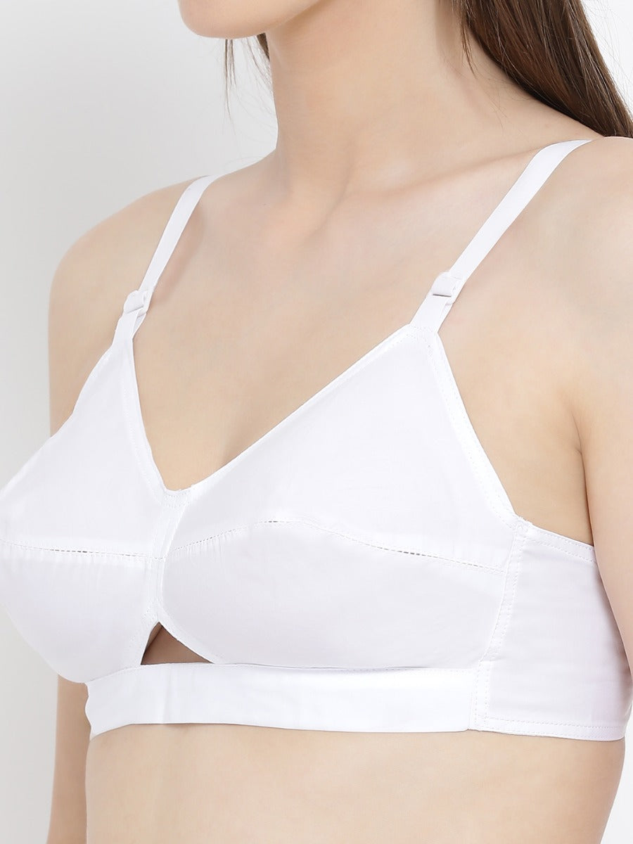 Softline Women's Non Padded Wire Free Bra in 100% Cotton Fabric with Elastic Straps and Hook Closure