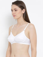 Softline Women's Non Padded Wire Free Fancy Bra in Poly Cotton Fabric with Elastic Straps and Hook Closure