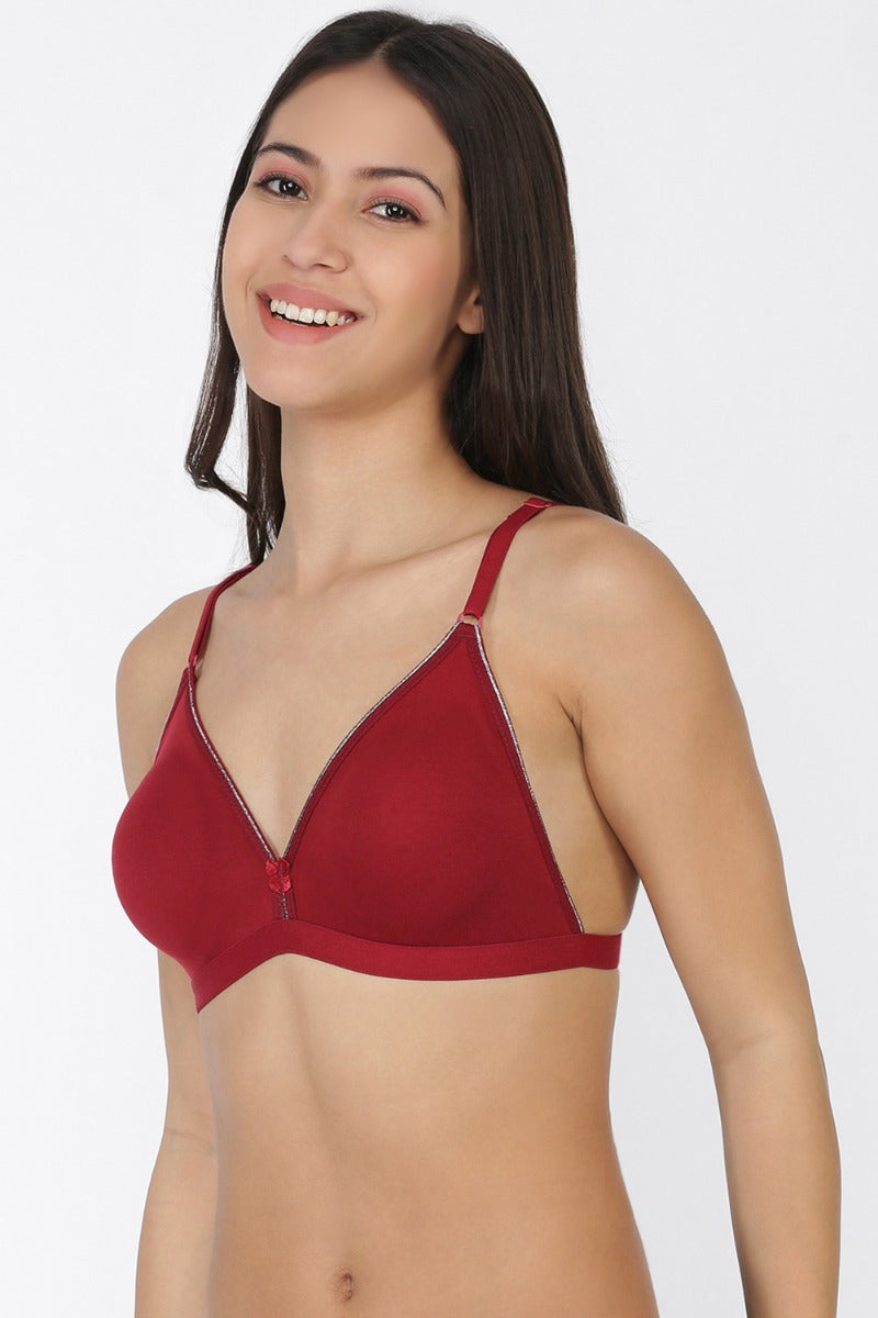 Softline Women's Non Padded Wire Free Fancy Bra in Poly Cotton Fabric with Elastic Straps and Hook Closure