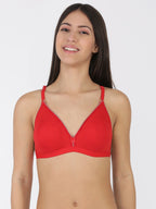 Softline Women's Non Padded Wire Free Fancy Bra in Poly Cotton Fabric with Elastic Straps and Hook Closure