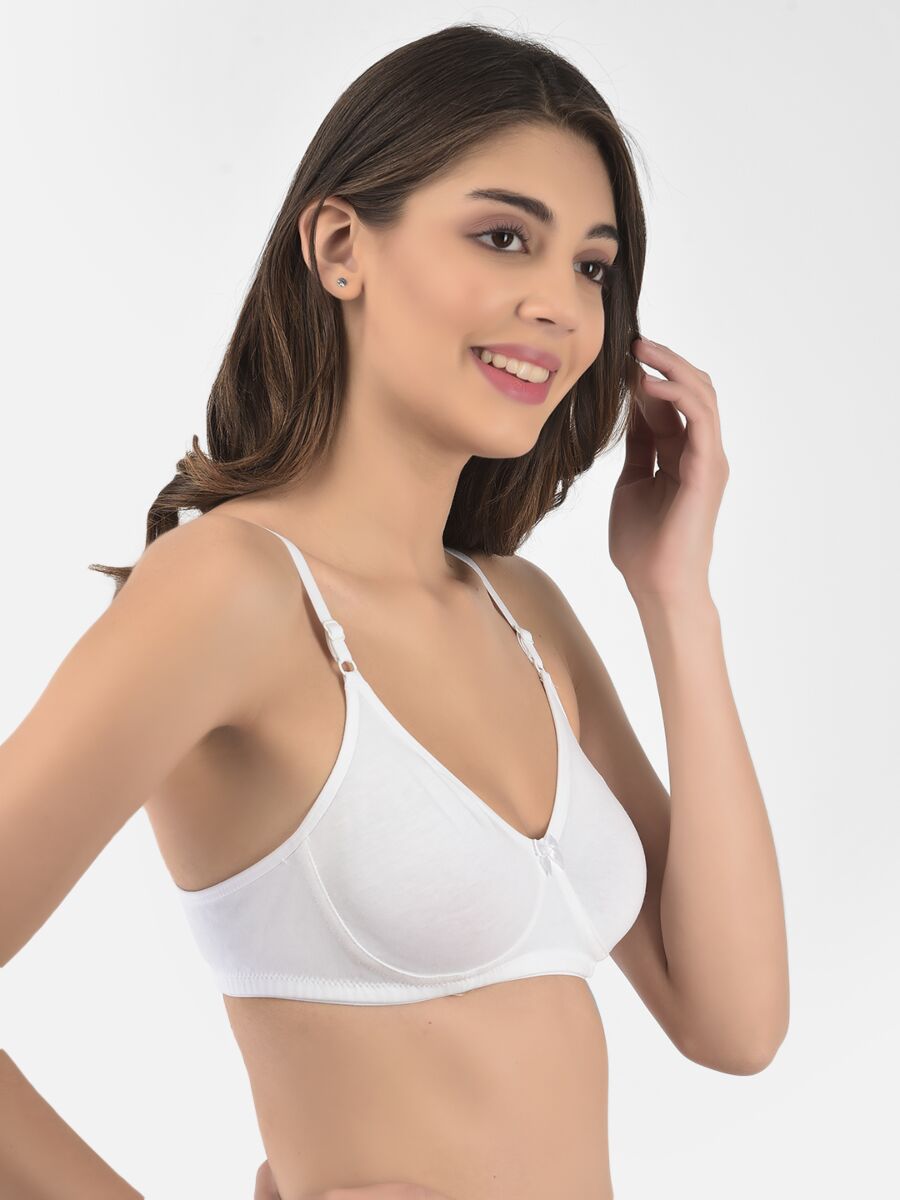 Softline Women's Non Padded Wire Free T-shirt Bra in Cotton Poly Fabric with Elastic Straps, Double Layered Moulded Cups, and Hook Closure (2054)