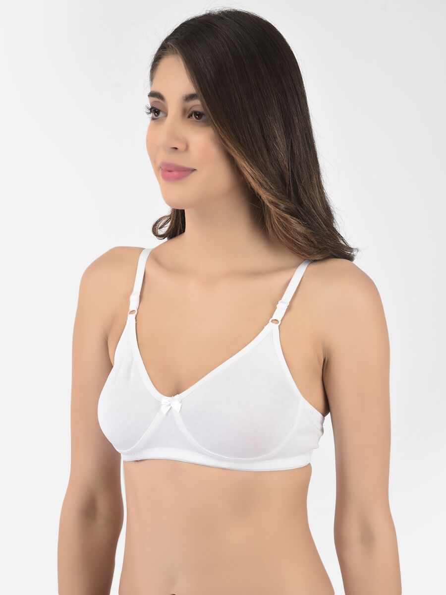 Softline Women's Non Padded Wire Free T-shirt Bra in Cotton Poly Fabric with Elastic Straps, Double Layered Moulded Cups, and Hook Closure (2054)