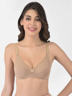 Softline Women's Non Padded Wire Free Bra in Cotton Poly Fabric with Double Layered Cups, Elastic Straps, and Hook Closure (1052)