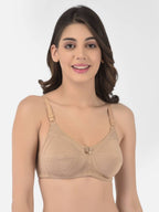 Softline Women's Non Padded Wire Free Bra in Cotton Poly Fabric with Double Layered Cups, Full Coverage, Elastic Straps, and Hook Closure (1053)