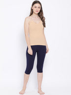 Softline Women's Spaghetti Top in Premium Cotton Stretch Fabric with Stretchable Shoulder Straps and Snug Fit.
