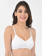Softline Women's Non Padded Wire Free Bra in Cotton Stretch Fabric with Double Layered Cups Full Coverage, Elastic Straps, and Hook Closure (1055)