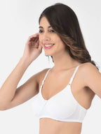 Softline Women's Non Padded Wire Free Bra in Cotton Stretch Fabric with Double Layered Cups Full Coverage, Elastic Straps, and Hook Closure (1055)