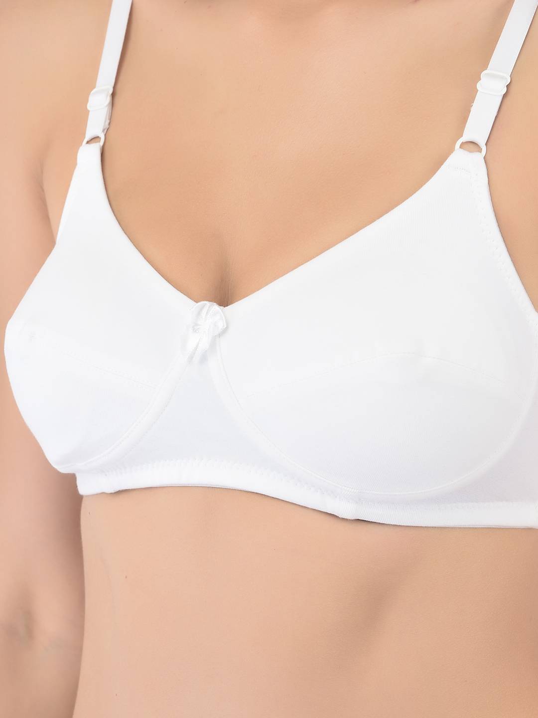 Softline Women's Non Padded Wire Free Bra in Cotton Stretch Fabric with Double Layered Cups Full Coverage, Elastic Straps, and Hook Closure (1055)