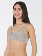 Softline Women's Printed Non Padded Wire Free  Bra in Poly Cotton Fabric with Elastic Straps and Hook Closure