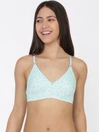 Softline Women's Printed Non Padded Wire Free  Bra in Poly Cotton Fabric with Elastic Straps and Hook Closure