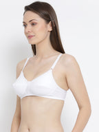 Softline Women's Non Padded Wire Free Bra in Poly Cotton Fabric with Elastic Straps and Hook Closure