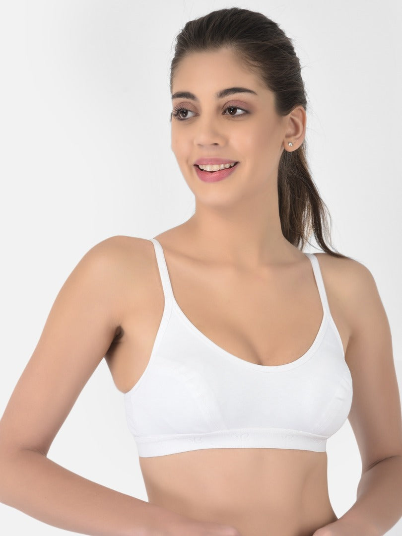Softline Women's Non Padded Wire Free Sports Bra in 100% Cotton Fabric with Full Cup Coverage, Double Layered Cups, and Slip On Design (1063)