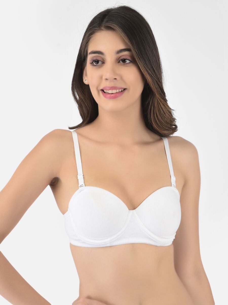 Softline Women's Padded Wired T-Shirt Bra in Cotton Stretch Fabric with Elastic Straps, Full Cup design, and Hook Closure (2060)