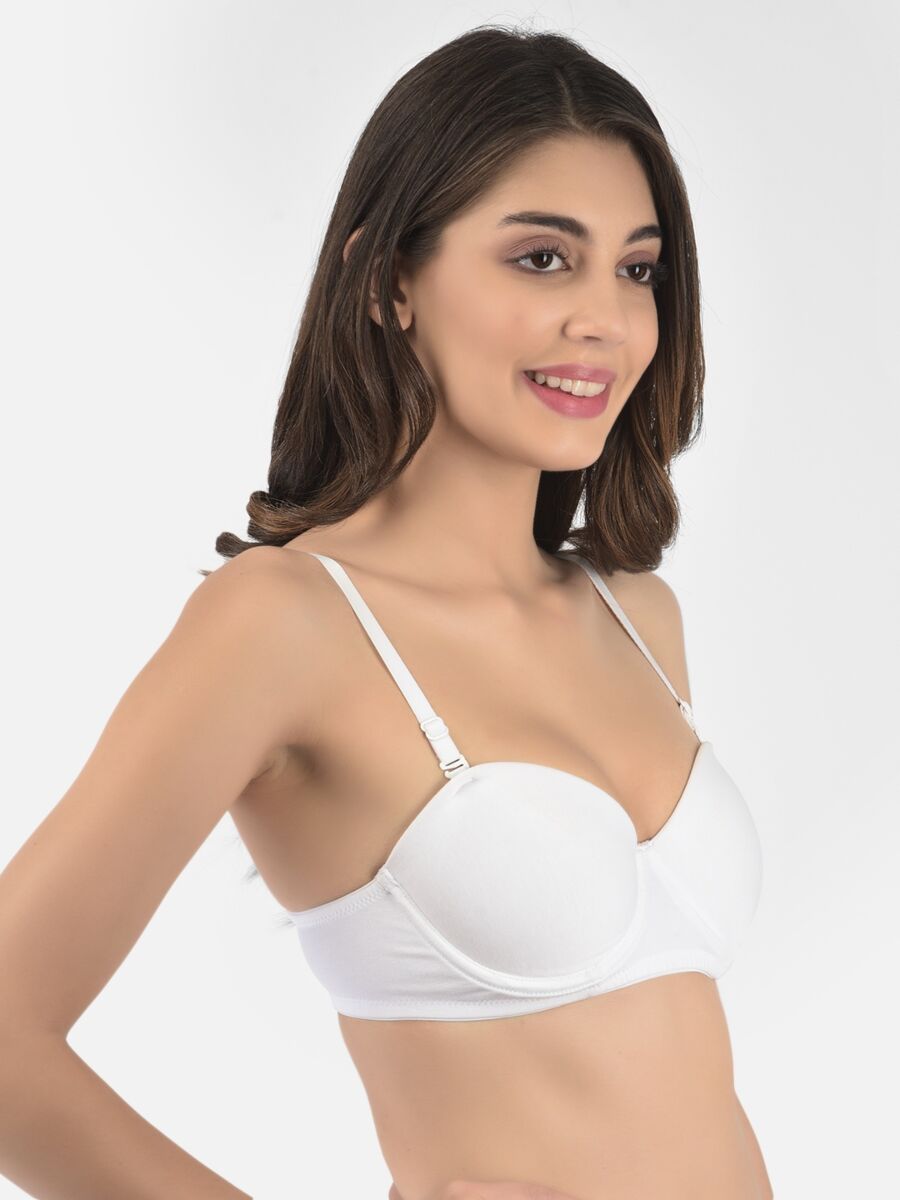 Softline Women's Padded Wired T-Shirt Bra in Cotton Stretch Fabric with Elastic Straps, Full Cup design, and Hook Closure (2060)
