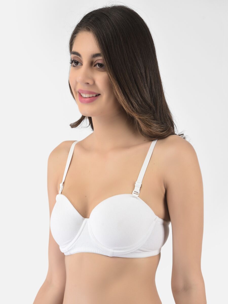 Softline Women's Padded Wired T-Shirt Bra in Cotton Stretch Fabric with Elastic Straps, Full Cup design, and Hook Closure (2060)