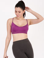 Softline Women's Non Padded Wire Free Sports Bra in 100% Polyester Fabric with Stretchable Straps and Slip On Style
