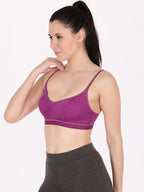 Softline Women's Non Padded Wire Free Sports Bra in 100% Polyester Fabric with Stretchable Straps and Slip On Style