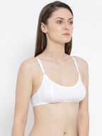 Softline Women's Non Padded Wire Free Bra in Poly Cotton Fabric with Elastic Straps and Hook Closure