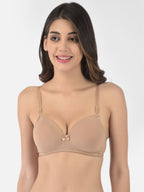 Softline Women's Padded Wire Free T-Shirt Bra in Cotton Stretch Fabric with Elastic Straps, Full Cup design, and Hook Closure (2059)